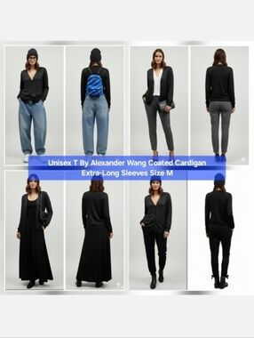 Unisex T By Alexander Wang Coated Cardigan Extra-Long Sleeves Size M